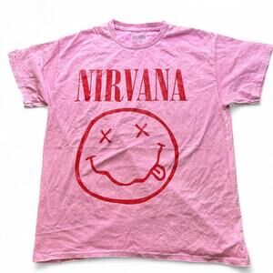 Nirvana Iconic Smiley Face Logo Tee - Large